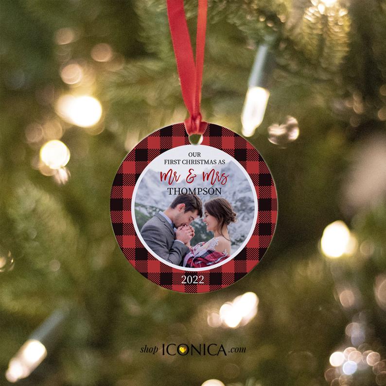 2020 Christmas Ornament Wedding Ornament Personalized Mr & Mrs First Christmas Decoration | Engagement Gift for Couple | Any text
