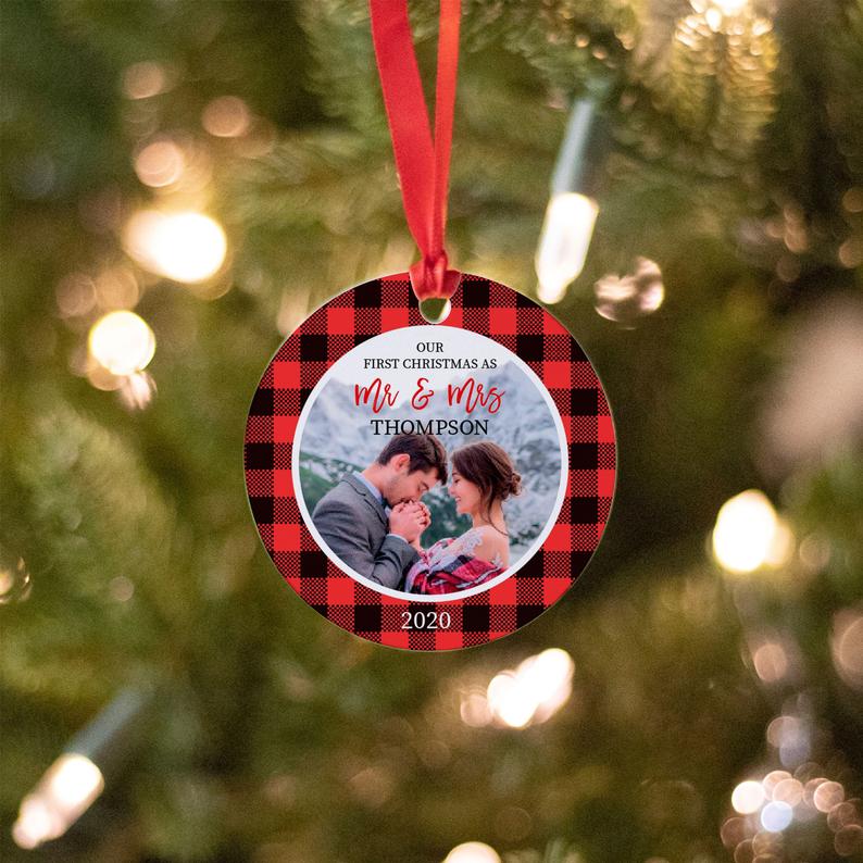 2020 Christmas Ornament Wedding Ornament Personalized Mr & Mrs First Christmas Decoration | Engagement Gift for Couple | Any text