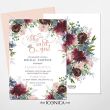 Load image into Gallery viewer, Place Cards Floral Burgundy and Navy - Tent Cards || Wish Collection | Printed Cards
