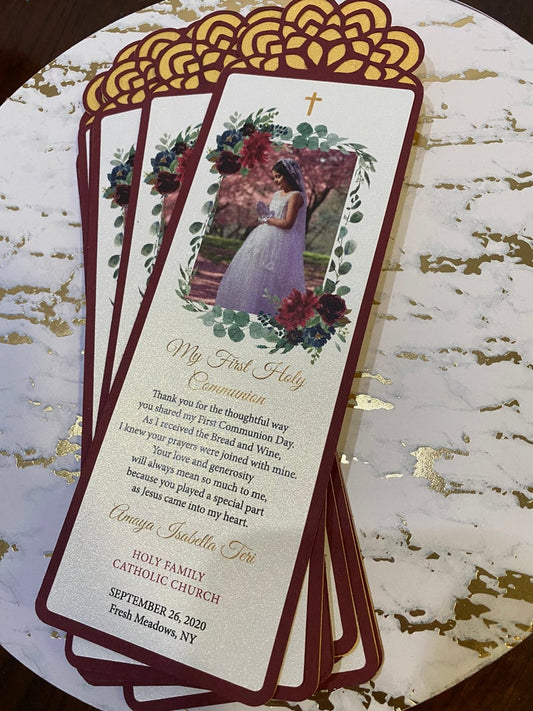 Remebrance Cards for First Communion, First Communion Thank you Cards Any text-color or Type of event, Handcrafted Card, Tarjetas de Recuerdo