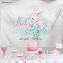 Load image into Gallery viewer, Bunny Gender Reveal Backdrop, Gender Reveal Backdrop, Spring Parties, Easter,  Gender Reveal, Boy or Girl, Bunny Boy or Girl Banner ,Boy or Girl Banner, baby shower
