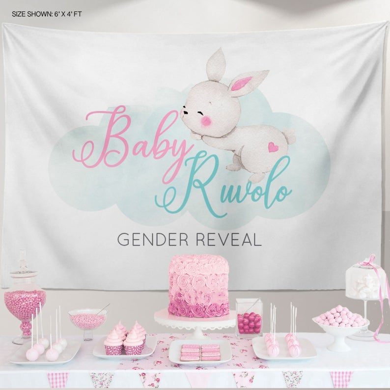Bunny Gender Reveal Backdrop, Gender Reveal Backdrop, Spring Parties, Easter,  Gender Reveal, Boy or Girl, Bunny Boy or Girl Banner ,Boy or Girl Banner, baby shower