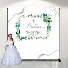 Load image into Gallery viewer, Girl First Holy Communion invitation, Girl religious invitation printed, Grenery Succulents, Girl communion invitation, Greenery invites

