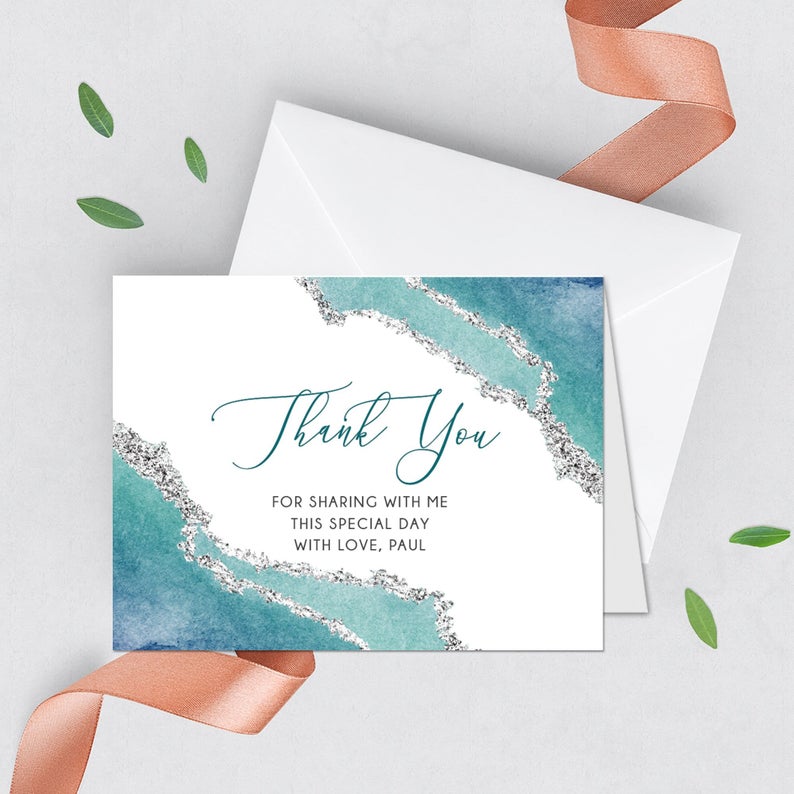 First Communion Invitation Boy or Girl Geode Elegant Invitations, Teal Watercolor Geode Invitation, Geode Teal Invite, Any Religious Event
