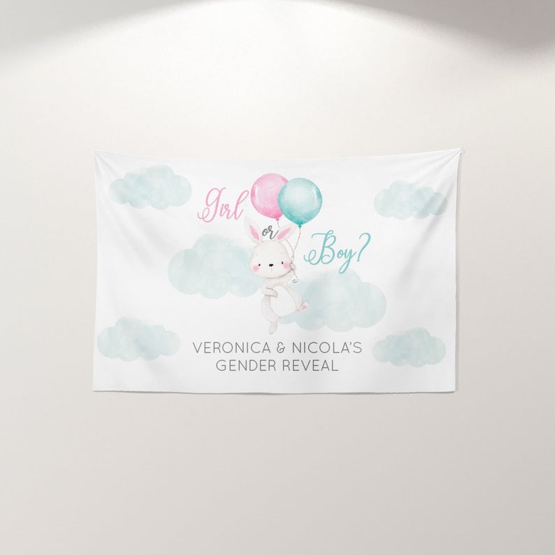 Bunny Gender Reveal Banner, Gender Reveal Banner, Spring Parties, Easter,  Gender Reveal, Boy or Girl, Bunny Boy or Girl Banner, Boy or Girl Banner, baby shower