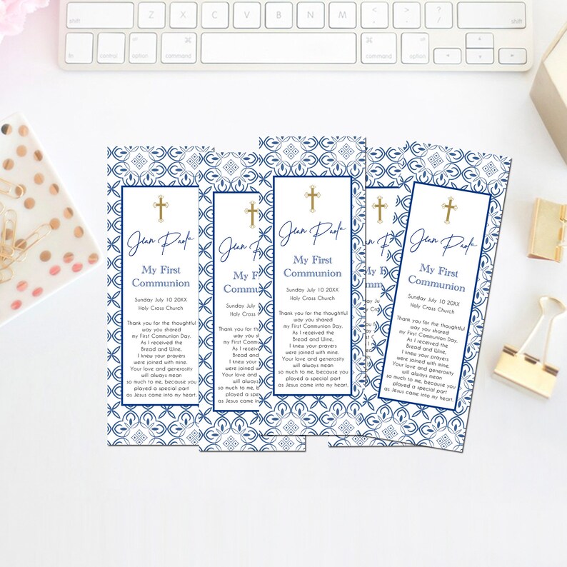 Baptism Invitation Boy or Girl Blue Tile Modern Invitations, Toscana Style Invitation,Any Religious Event
