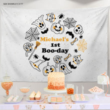 Load image into Gallery viewer, Halloween 1st Birthday Decorations Personalized, Halloween 1st Birthday Banner,Halloween background for photos,Halloween Backdrop home decor

