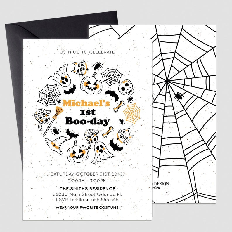 Halloween Baby Shower Invitation Boy or Girl, Any text, Little Pumpkin Baby Shower Invite , Halloween 1st Birthday Card, Boo-Day Card