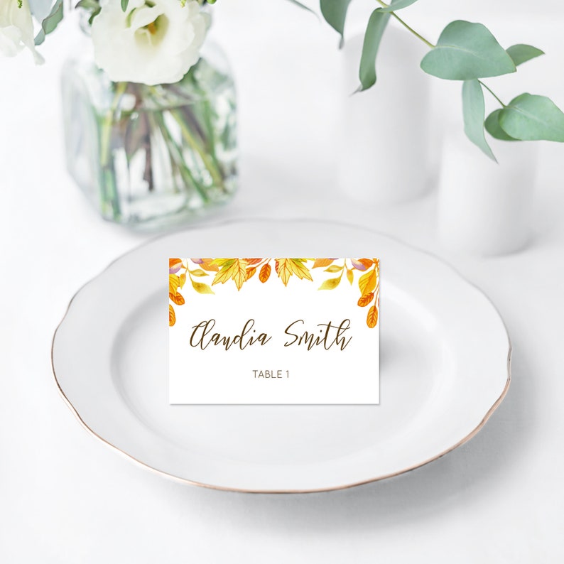 Fall Party Place Cards, Thanksgiving Dinner Tent Cards, Friendsgiving Party place cards