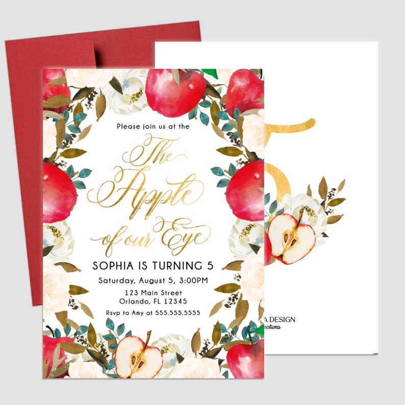 Apple Orchard party invitation, Apple of my eye invitations, Fall PARTY Invites,Fruit Party card,Printed