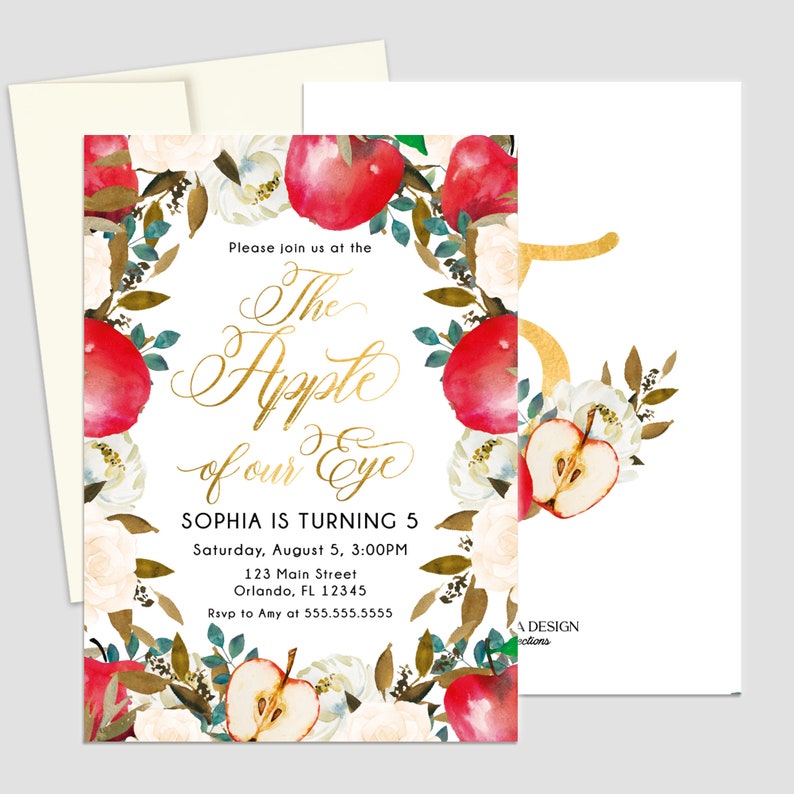 Apple Orchard party invitation, Apple of my eye invitations, Fall PARTY Invites,Fruit Party card,Printed