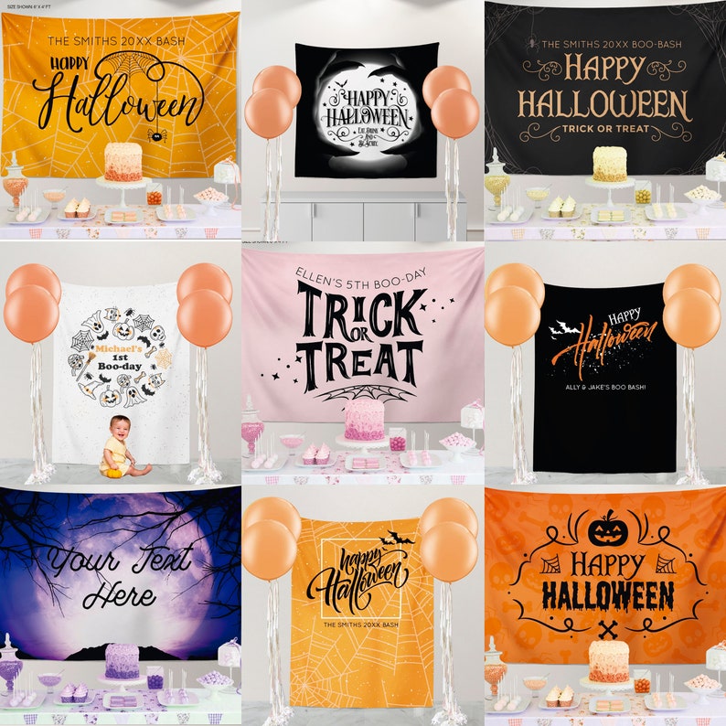 halloween photo backdrop personalized, halloween party decorations, Halloween background, Happy Halloween banner Horror Night Bash