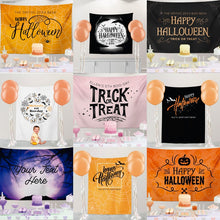 Load image into Gallery viewer, halloween photo backdrop personalized, halloween party decorations, Halloween background, Happy Halloween banner Horror Night Bash
