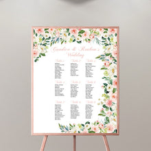 Load image into Gallery viewer, Wedding Seating Chart Board Elegant Pink Flowers Printed Seating Chart Guest List Chart Seating Chart Template more colors available
