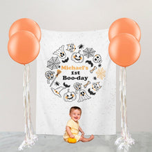 Load image into Gallery viewer, Halloween 1st Birthday Decorations Personalized, Halloween 1st Birthday Banner,Halloween background for photos,Halloween Backdrop home decor
