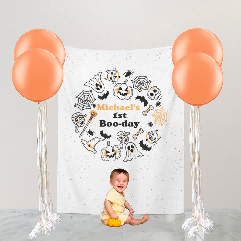 Halloween 1st Birthday Decorations Personalized, Halloween 1st Birthday Banner,Halloween background for photos,Halloween Backdrop home decor