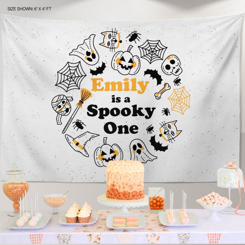 Halloween 1st Birthday Decorations Personalized, Halloween 1st Birthday Banner,Halloween background for photos,Halloween Backdrop home decor