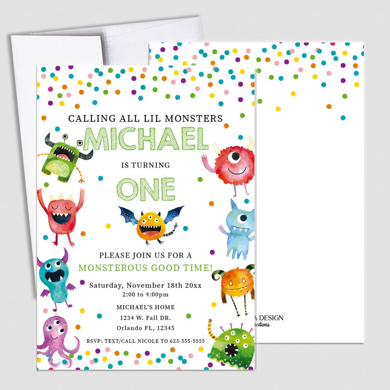 Monster 1st birthday Invitation or any age,Halloween theme 1st birthday Invitation, Monster 1st birthday cards