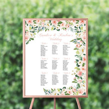 Load image into Gallery viewer, Wedding Seating Chart Board Elegant Pink Flowers Printed Seating Chart Guest List Chart Seating Chart Template more colors available

