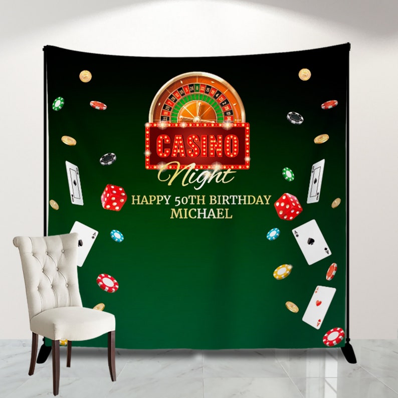 Casino 50th Birthday Wine Label Personalized "Cheers to 50 years" Any Age Milestone Birthday Beverage Labels Beer or Champagne labels