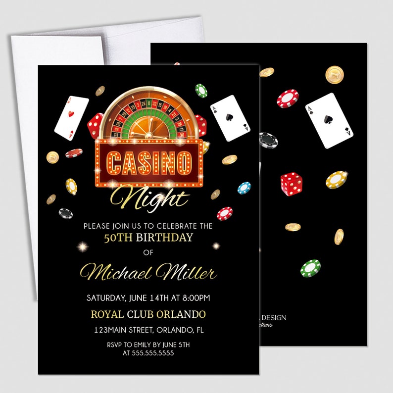 Casino 50th Birthday Wine Label Personalized "Cheers to 50 years" Any Age Milestone Birthday Beverage Labels Beer or Champagne labels