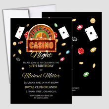 Load image into Gallery viewer, Casino 50th Birthday Wine Label Personalized &quot;Cheers to 50 years&quot; Any Age Milestone Birthday Beverage Labels Beer or Champagne labels

