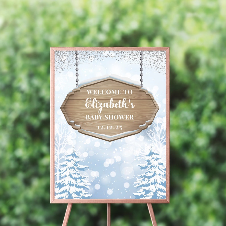 Winter Wonderland Baby Shower Invitations or First Birthday Printed, winter wonderland invitations, winter wonderland Christmas invitations