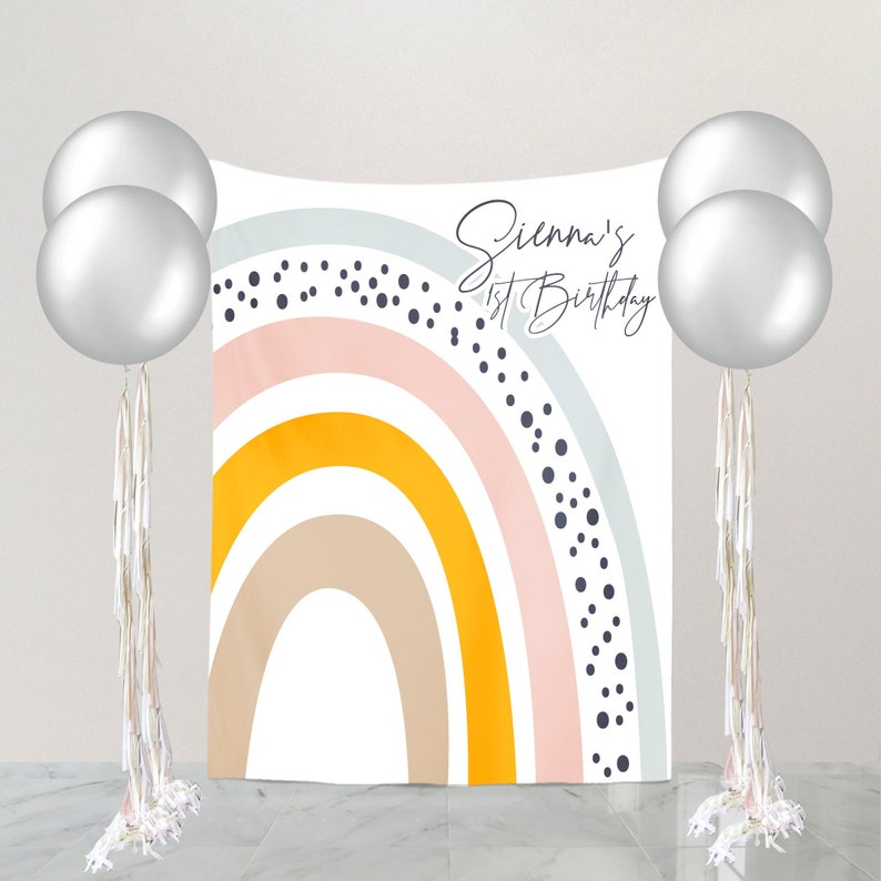 Boho Rainbow Birthday Decorations Personalized Boho Rainbow Banner,Boho Rainbow 1st Birthday Backdrop Any age, any colors any type of event