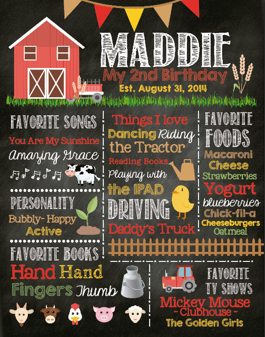 First Birthday Chalkboard Sign, Farm 1st Birthday Poster, Farm Birthday Bash, Little Farmer Poster, Printed or Printable File CBD0035