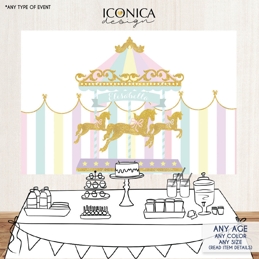 Carousel Twins Baby Shower Party Backdrop Gender Reveal Baby Shower Banner Boy Circus Banner - virtual baby shower