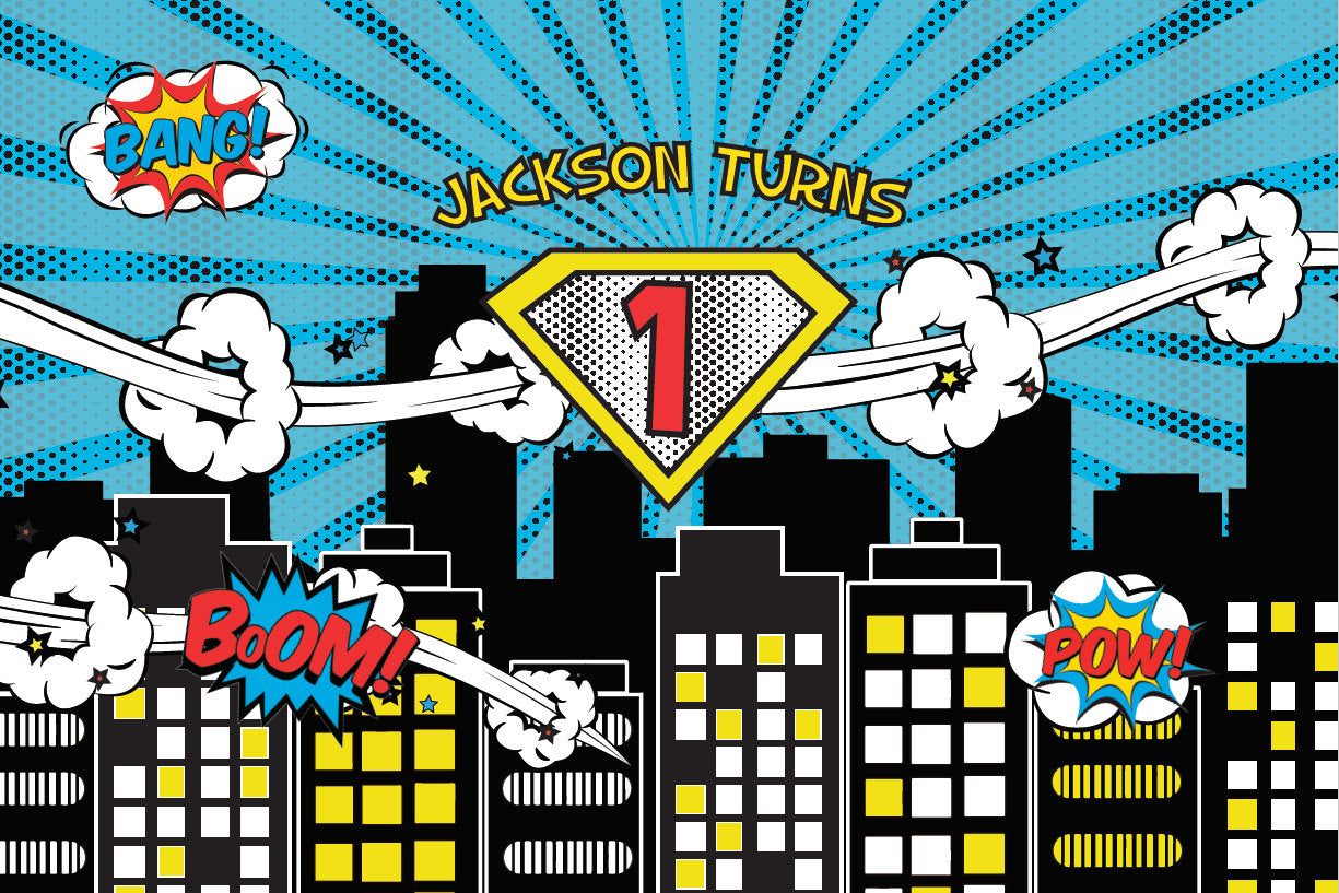 Superheroes BACKDROP, Super hero Comic Theme, We Customize initial, Name Or Age, Super Hero Party, Printed Or Printable File BBD0067
