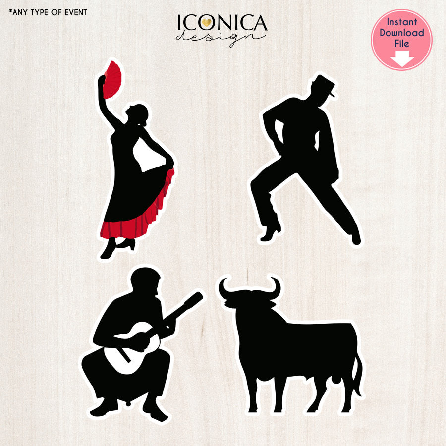 Flamenco Cutouts  Flamenco Themed Cutouts Digital File Spanish Themed Spanish Spain Cutouts Instant Download