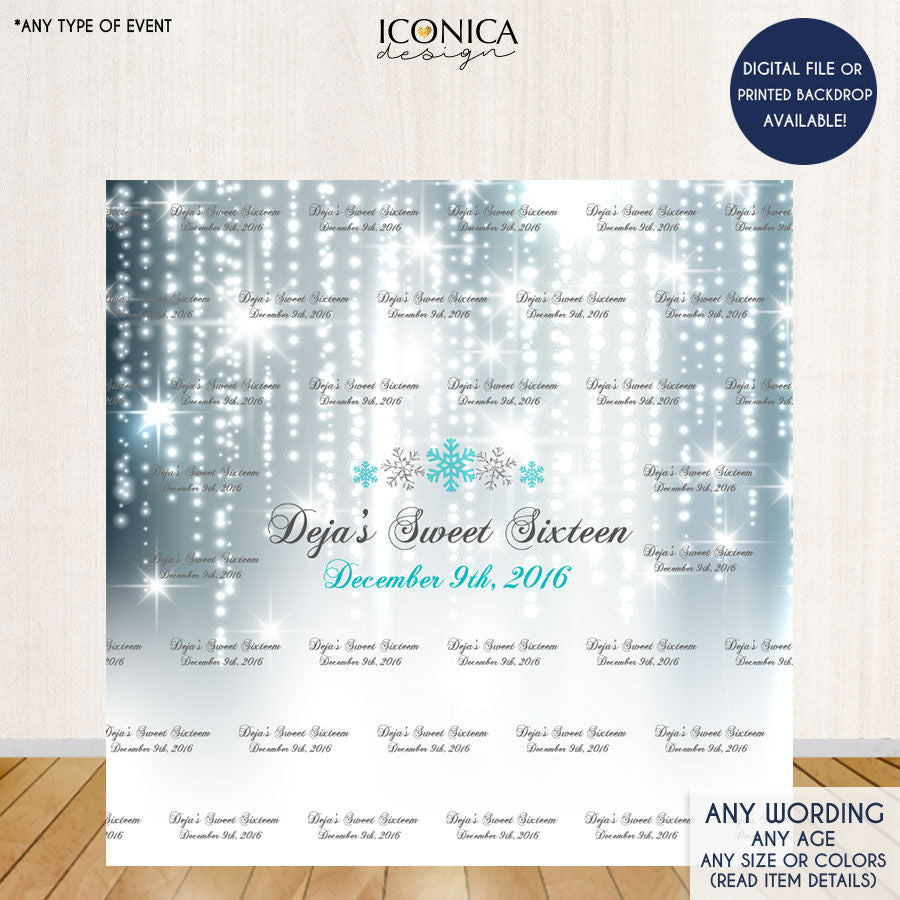 Silver Party Backdrop Photo Booth Backdrop Holiday Party Step and Repeat Backdrop Sweet Sixteen Backdrop Printed BBD0017
