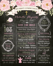 Load image into Gallery viewer, Floral First Holy Communion Chalkboard Sign Poster - Baptism - Or Any Type Of Event - Any Age, 1st Birthday Digital Or Printed Cfc0002
