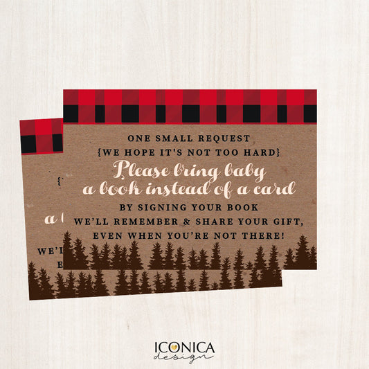 Lumberjack Book Request Cards, 3.5x2.5" Stock the Library Cards, Lumberjack, Baby shower, Insert Card, Non Personalized, CBR0001