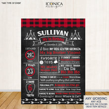 Load image into Gallery viewer, Lumberjack First Birthday Chalkboard Sign Birthday Poster Lumberjack First Birthday Milestone Poster 1st Birthday Party CBD0039
