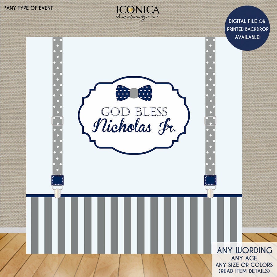 Boys First Communion Backdrop, Baptism Banner, Little Man Backdrop, Bow tie Backdrop, Religious Backdrop, Printed Bbp0003