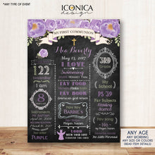 Load image into Gallery viewer, Floral First Holy Communion Chalkboard Sign Poster - Baptism - Or Any Type Of Event - Any Age, 1st Birthday Digital Or Printed
