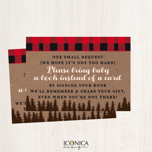 Insert Cards, any info, Lumberjack Book Request Cards, 3.5x2.5" Stock the Library Cards, Lumberjack, Baby shower, Digital File CBR0001