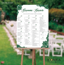 Load image into Gallery viewer, Wedding Seating Chart Board Elegant Seaweed Green Lace Seating Chart - Guest List Chart Seating Chart Template Or Printed Any Color Scw0007
