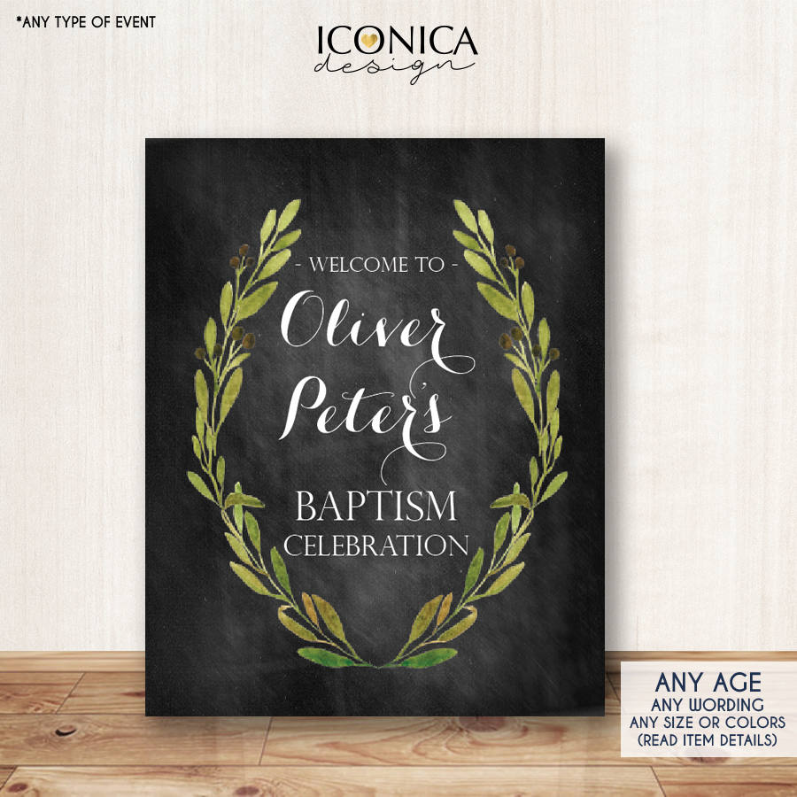 Baptism Chalkboard Sign - Olive Branches Baptism Poster - Any Type Of Event Or Info - Digital Or Printed SWBP002