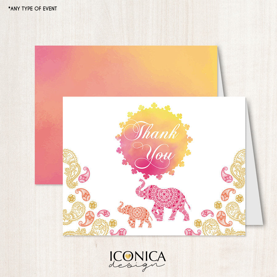 Moroccan Cards, Indian Party, Thank You Cards //set Of 10// A2 Folded / White A2 Envelopes Included / Non Personalized - Printed Cards