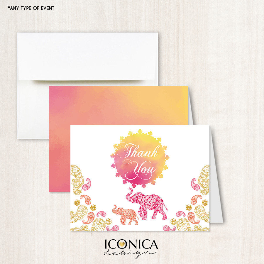 Moroccan Cards, Indian Party, Thank You Cards //set Of 10// A2 Folded / White A2 Envelopes Included / Non Personalized - Printed Cards