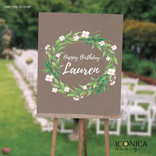 Floral First Birthday Welcome Sign, Garden 1st Birthday Sign, Chalkboard First Birthday Sign, Any Age, Printed or Printable File