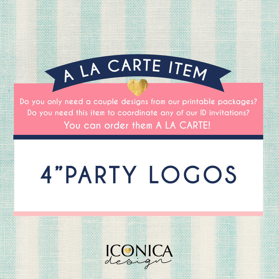 Party Logos 4", Centerpiece Cutout, Cake Topper || A La Carte || Single Party Item Of Any Of Our Party Collections || Made To Match