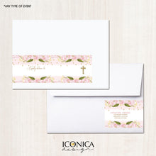 Load image into Gallery viewer, Envelope Wrappers 8x2&quot;, Personalized, Printed Labels, Full Color, Floral Striped pink Collection
