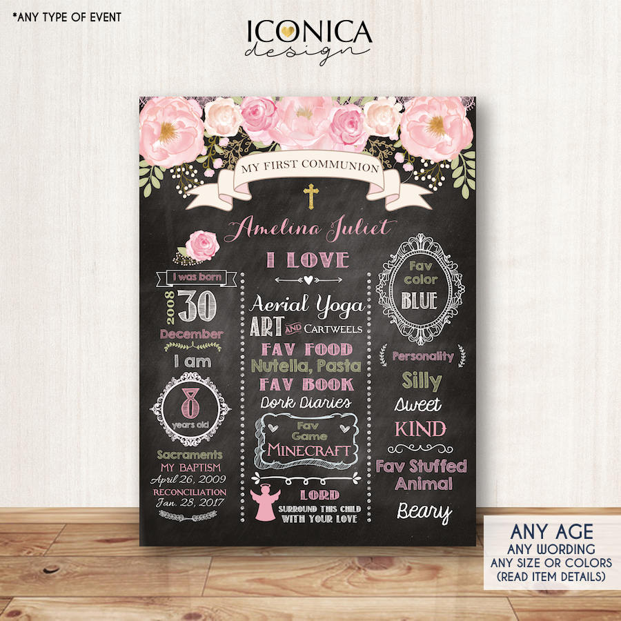 First Birthday Chalkboard Sign - Any Age or event - Custom Design - Printable Or Printed - Any Color- Any Theme - Welcome Sign - Any Event