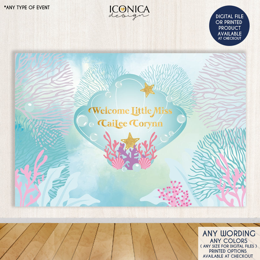 Under The Sea Backdrop, Mermaid party backdrop, Mermaid Birthday Banner, Summer Party Backdrop, Printed Or Printable