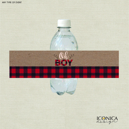 Lumberjack Bottle Labels || Plaid Wilderness Camping || Bottle Wrappers || Personalized Bottle Labels || Printed Or Printable File