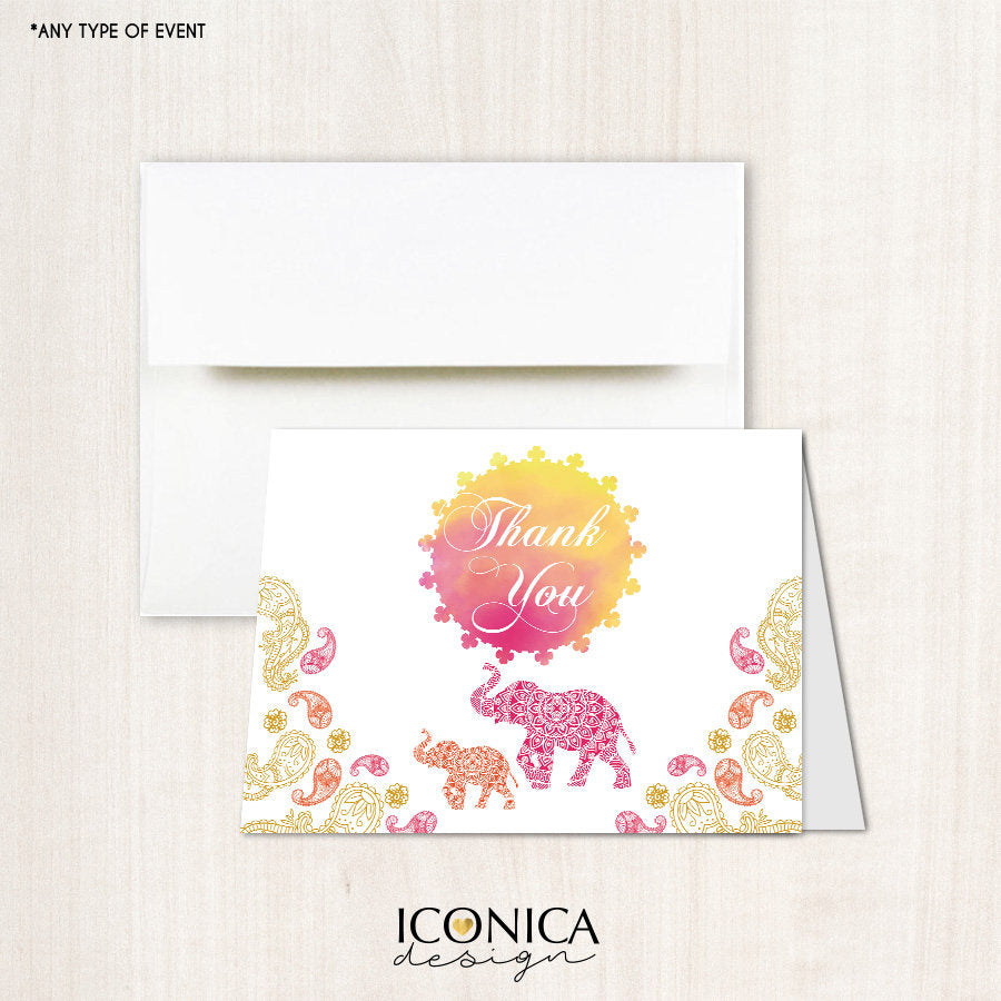 Moroccan Cards, Indian Party, Thank You Cards //set Of 10// A2 Folded / White A2 Envelopes Included / Non Personalized - Printed Cards